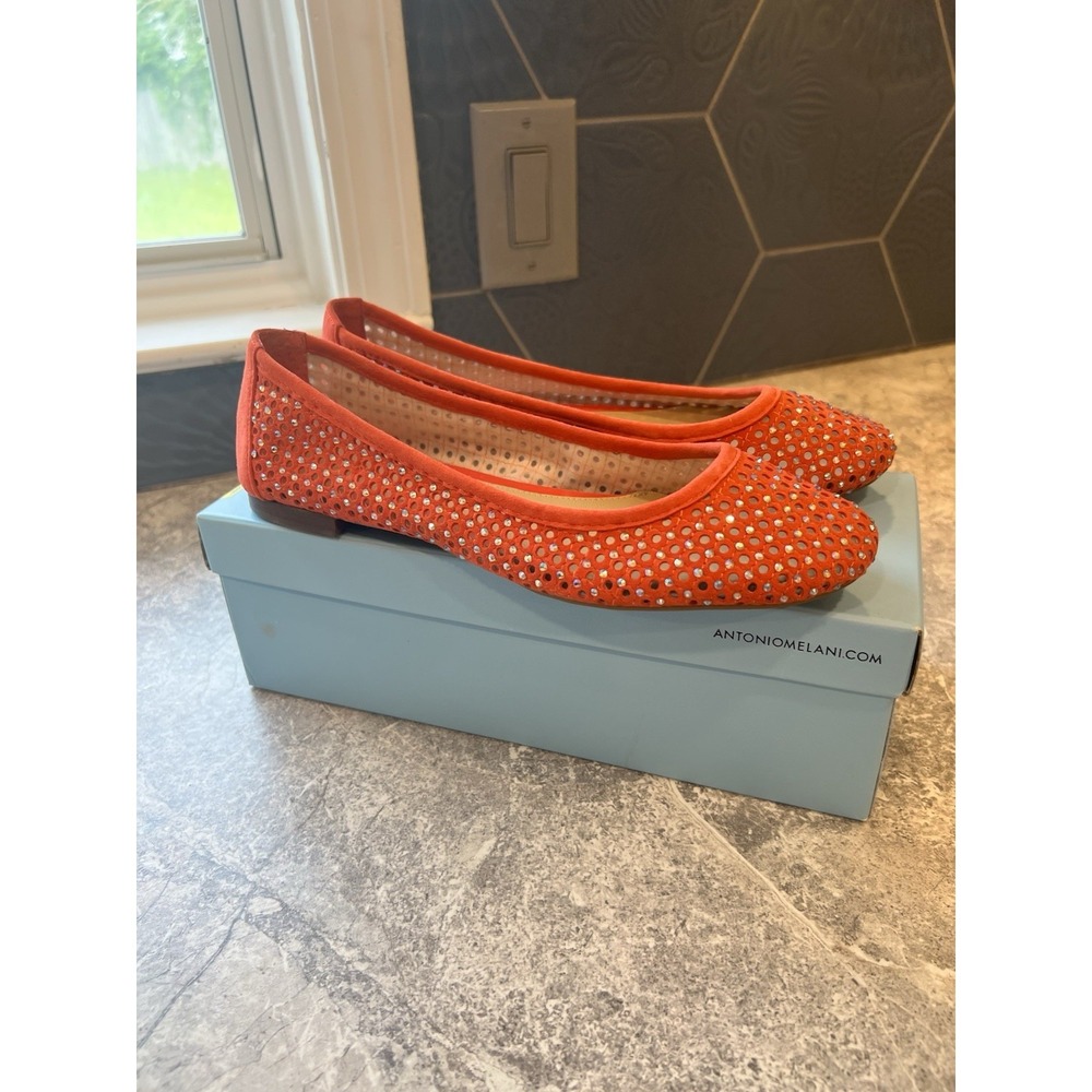Antonio Melani Coral Rhinestone Ballet Flats Women's Size 8.5M (w/ Box)